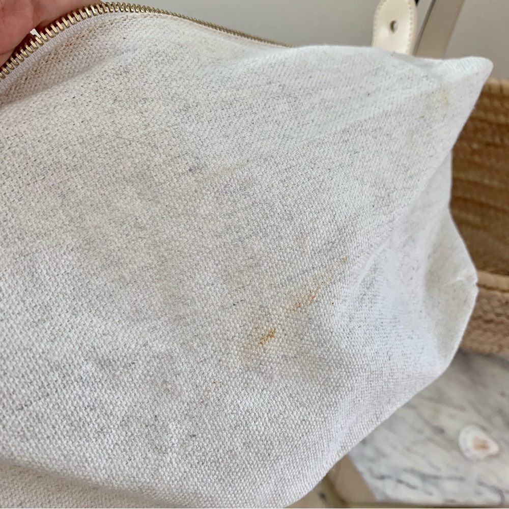 🏝️ POOLSIDE Essaouira Small White Real Leather Straw Basket Bag - Picture 9 of 16
